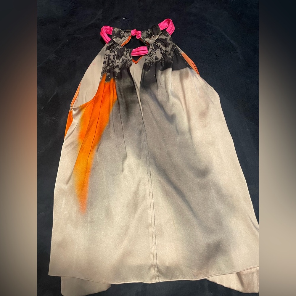 Stylish Halter Top with Pink and Orange Accents